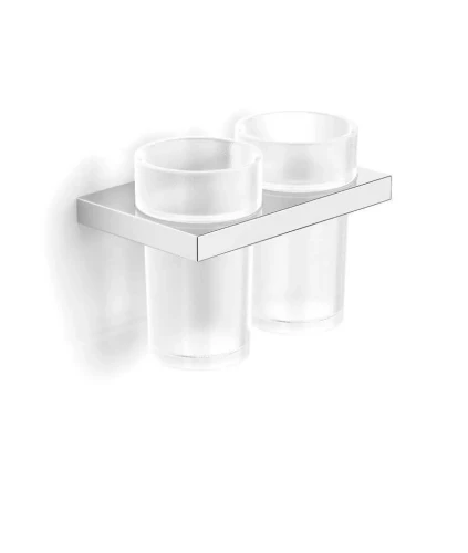 Uchwyt z dwoma kubkami / chrom / szkło matowe Stella Kobe