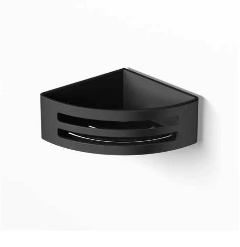 Koszyk narożny Stella 16x16x6 / czarny mat / wkład z tworzywa czarny