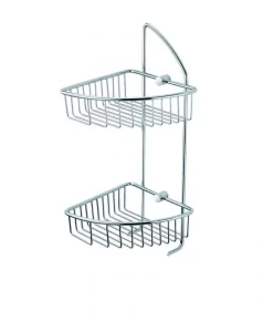 Uniwersalny koszyk łazienkowy narożny Stella podwójny / chrom