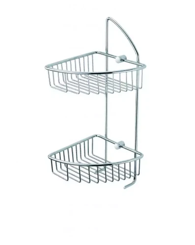 Uniwersalny koszyk łazienkowy narożny Stella podwójny / chrom