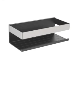 Koszyk Stella półka łazienkowa 22x10x7,5 / czarny mat + stal poler