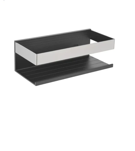 Koszyk Stella półka łazienkowa 22x10x7,5 / czarny mat + stal poler