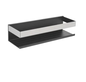 Koszyk Stella półka łazienkowa 28x10x7,5 / czarny mat + stal poler
