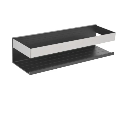 Koszyk Stella półka łazienkowa 28x10x7,5 / czarny mat + stal poler