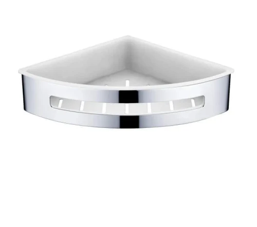 Koszyk Stella narożny 20,5x20,5x5,5 / stal polerowana / wkład z tworzywa biały