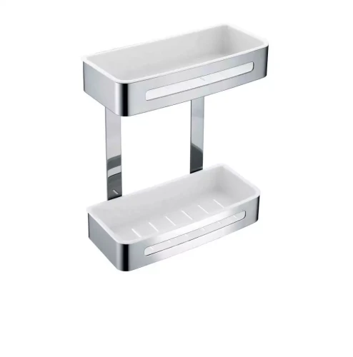 Koszyk Stella podwójny / stal polerowana / wkłady z tworzywa białe