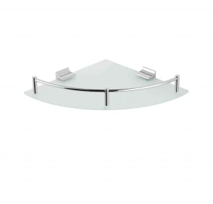 Półka narożna Stella 23x23 / szkło matowe / chrom