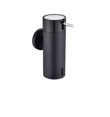 Dozownik Stella do mydła w płynie 0,15L / czarny mat / pompka czarna+ stal poler