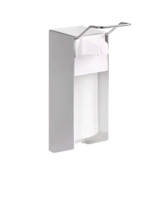 Dozownik Stella do płynu dezynfekującego 1,0L z przyciskiem łokciowym / Alu mat