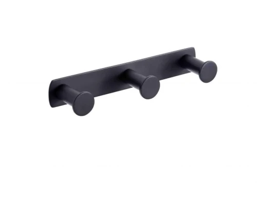 Listwa szeroka Stella - 3 haczyki na ręczniki / czarny mat