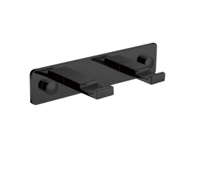 Listwa Stella - 2 haczyki płaskie na ręczniki / czarny mat