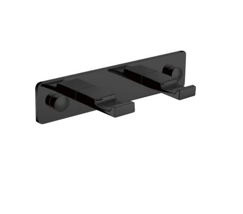 Listwa Stella - 2 haczyki płaskie na ręczniki / czarny mat