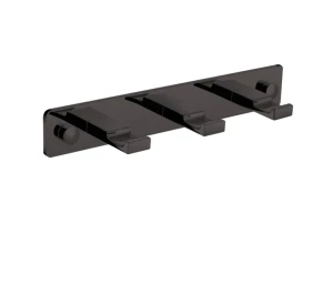 Listwa Stella - 3 haczyki płaskie na ręczniki / czarny mat