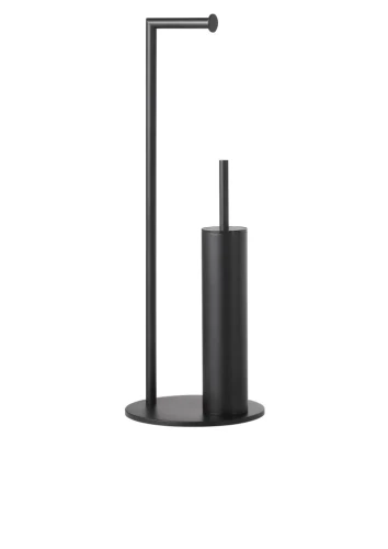 Stojak Stella na papier i szczotkę toaletową / okrągły / czarny mat