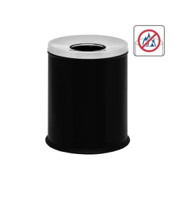 Kosz otwarty Stella 7L / pokrywa z otworem / właściwości p-poż. / czarny mat