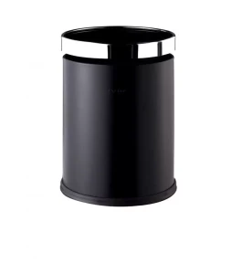 Kosz otwarty Stella 10 L / czarny mat, obręcz stal polerowana