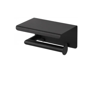 Uchwyt do papieru toaletowego Stella / z półką na telefon / czarny mat
