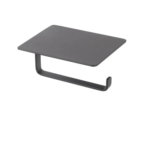 Uchwyt do papieru toaletowego Stella / z półką / czarny mat