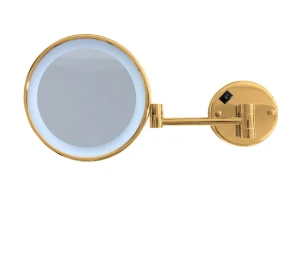 Lusterko kosmetyczne Stella powiększające 3x, z podświetl. LED Złoty połysk