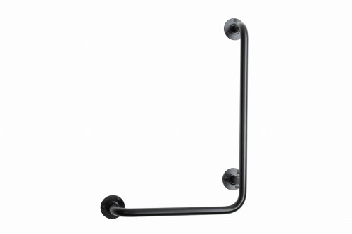 Poręcz dla niepełnosprawnych kątowa prawa 60/40 cm Ø25 mm Czarna
