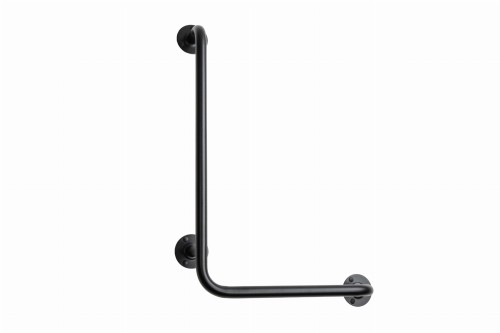 Poręcz dla niepełnosprawnych kątowa lewa 60/40 cm Ø25 mm Czarna