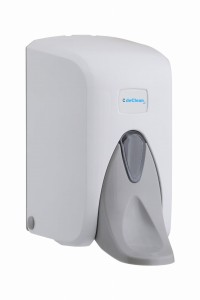 deClean Dozownik Łokciowy do Mydła w Płynie, Dezynfekcji 0,5l Biały