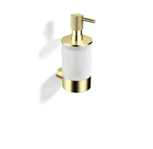 Dozownik do mydła w płynie Stella Megan / złoty szczotkowany, szkło matowe