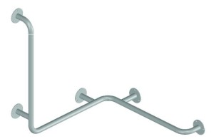 Uchwyt prysznicowy poziomo-pionowy lewy 80/80/40cm Ø25 BIAŁY