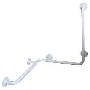 Uchwyt prysznicowy poziomo-pionowy prawy 80/80/40cm Ø25 BIAŁY