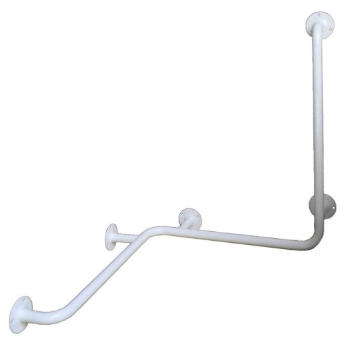 Uchwyt prysznicowy poziomo-pionowy prawy 80/80/40cm Ø25 BIAŁY