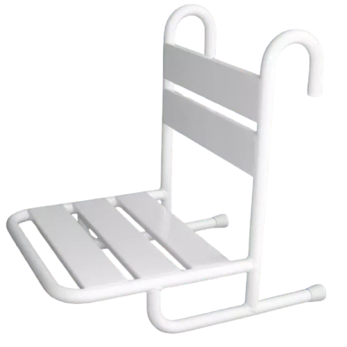Krzesełko prysznicowe stale zawieszane na poręczy Białe