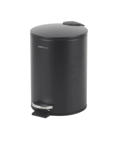 Kosz pedałowy Stella BUDGET okrągły 3 L, soft close / stal czarny mat