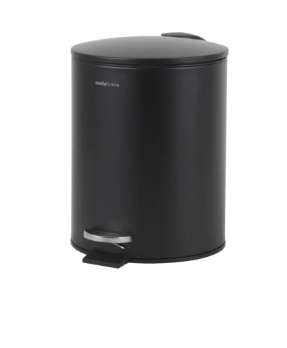Kosz pedałowy Stella BUDGET okrągły 5 L, soft close / stal czarny mat