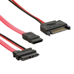 Kabel 4World HDD|SATA 3|13pin SATA Slimline (F)|7pin SATA (F) & 15pin SATA (M)|485mm