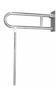 Poręcz łukowa uchylna z nogą 75cm Ø32 Stal polerowana