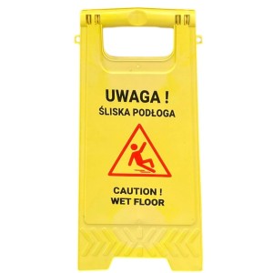 Tablica Ostrzegawcza Potykacz Stojak Uwaga Śliska Podłoga Żółta ver. PL-ANG