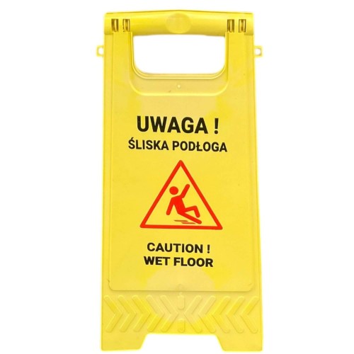 Tablica Ostrzegawcza Potykacz Stojak Uwaga Śliska Podłoga Żółta ver. PL-ANG