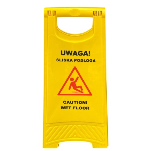 Tablica Ostrzegawcza 2 kolory Potykacz Stojak Uwaga Śliska Podłoga Żółta ver. PL-ANG