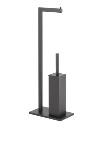 Stojak Stella na papier i szczotkę toaletową /  prostokątny / czarny mat