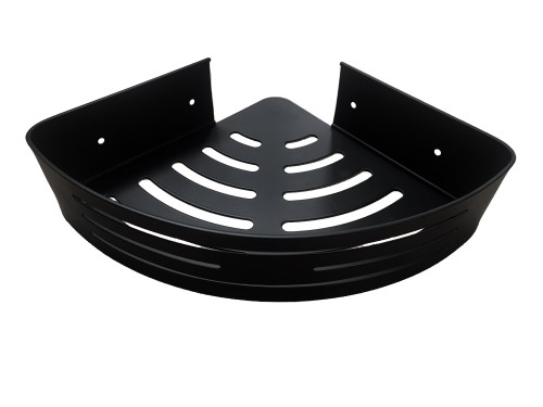 Półka łazienkowa narożna z haczykami czarna LOFT 22cm