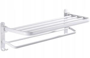 Wieszak łazienkowy z półką na ręczniki 60 cm biały 