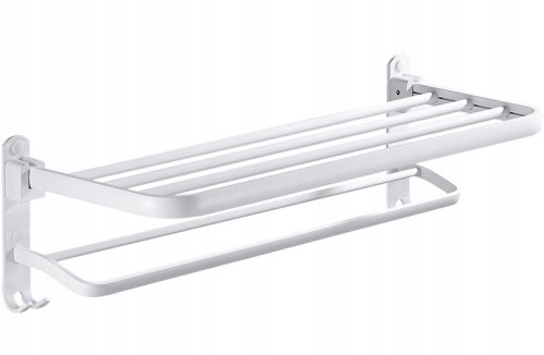 Wieszak łazienkowy z półką na ręczniki 60 cm biały 
