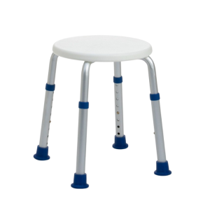 Taboret Prysznicowy Okrągły Jinny – Biały, Regulowany, Antypoślizgowy, Do 150 kg