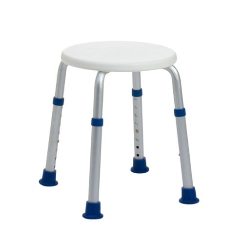Taboret Prysznicowy Okrągły Jinny – Biały, Regulowany, Antypoślizgowy, Do 150 kg