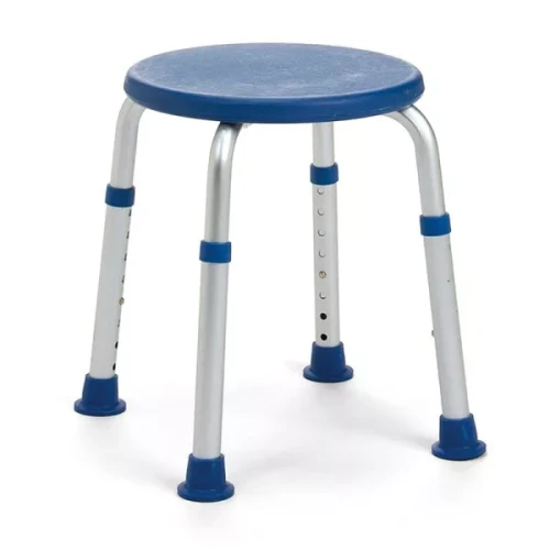 Taboret Prysznicowy Okrągły Jinny – Niebieski, Regulowany, Antypoślizgowy, Do 150 kg