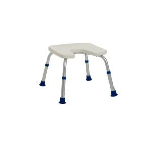 Taboret Prysznicowy z Wycięciem SIDNEY – Biały, Regulowany, Antypoślizgowy |Do 150 kg