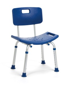 Taboret Prysznicowy z Oparciem LILLY – Niebieski, Regulowany, Antypoślizgowy | Do 150 kg