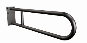 Uchwyt półokrągły ANDEX  stały z płytą 60cm fi25 stal nierdzewna CZARNY