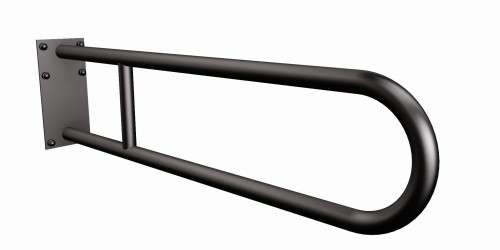 Uchwyt półokrągły ANDEX  stały z płytą 60cm fi25 stal nierdzewna CZARNY