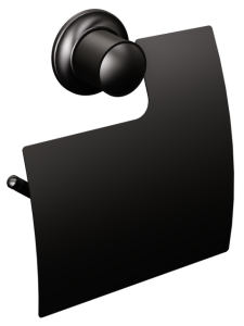 Wieszak naścienny na papier toaletowy z osłonką czarny MAT